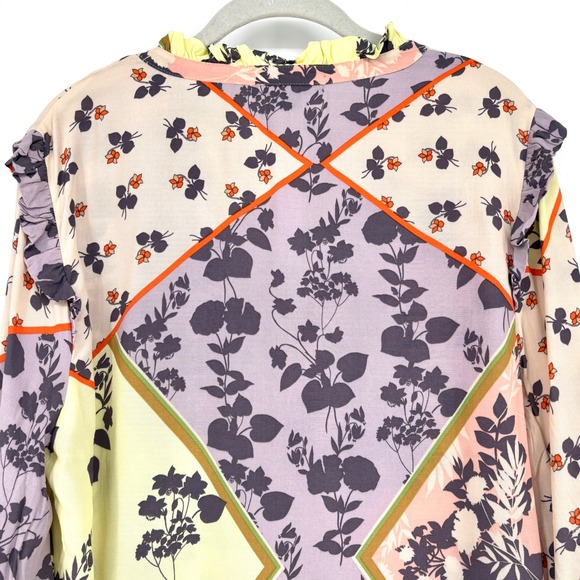 NWT Sanctuary Fade Into You Floral Blouse Sz M Patchwork Long Sleeve Multicolor - Picture 8 of 12